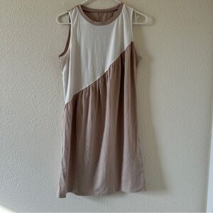 Emery Rose Women’s Dress Large Sleeveless White Beige cutesy Minimalist boho